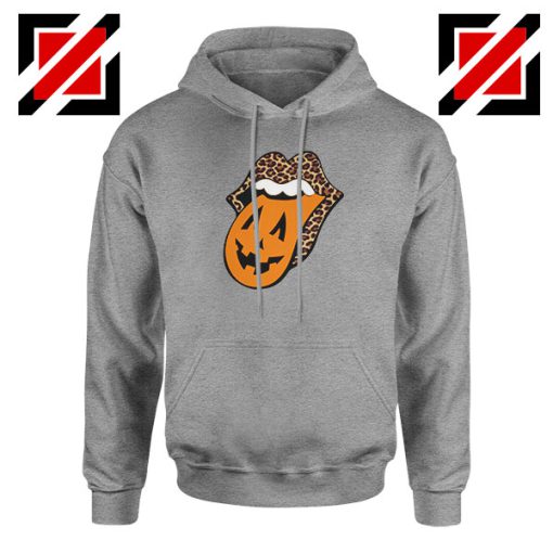 Leopard Pumpkin Mouth Tongue Sport Grey Hoodie