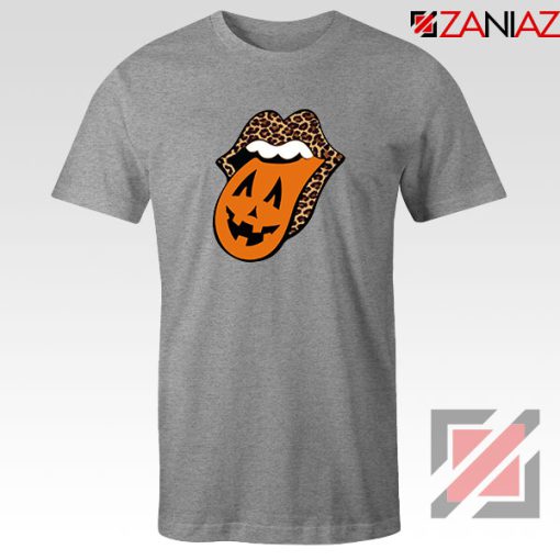 Leopard Pumpkin Mouth Tongue Sport Grey Tshirt