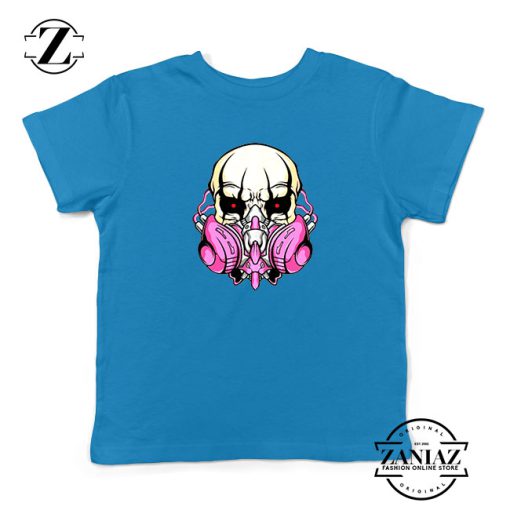 Skull Gas Mask Kids Blue Tshirt