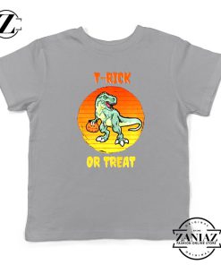 Trick or Treat Trex Kids Sport Grey Tshirt