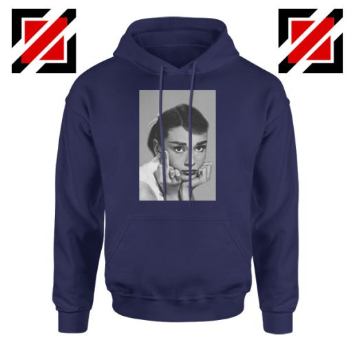 Audrey Hepburn Middle Finger NAvy Blue Hoodie