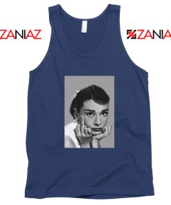 Audrey Hepburn Middle Finger Navy Blue Tank Top