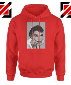 Audrey Hepburn Middle Finger Red Hoodie