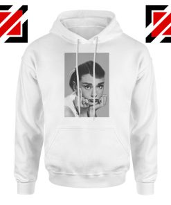 Audrey Hepburn Middle Finger WHite Hoodie