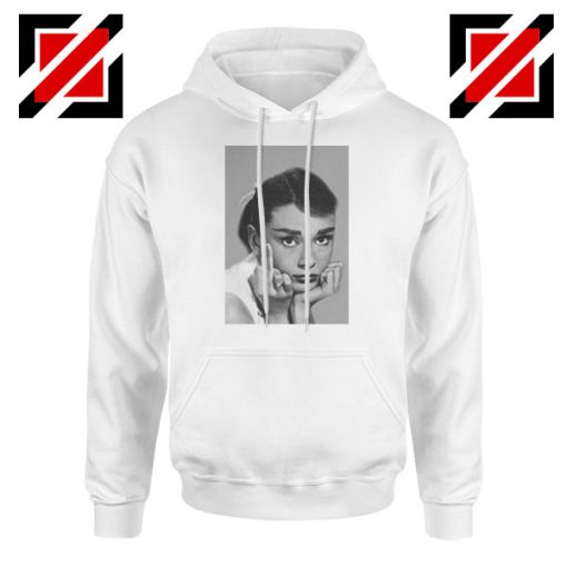 Audrey Hepburn Middle Finger WHite Hoodie