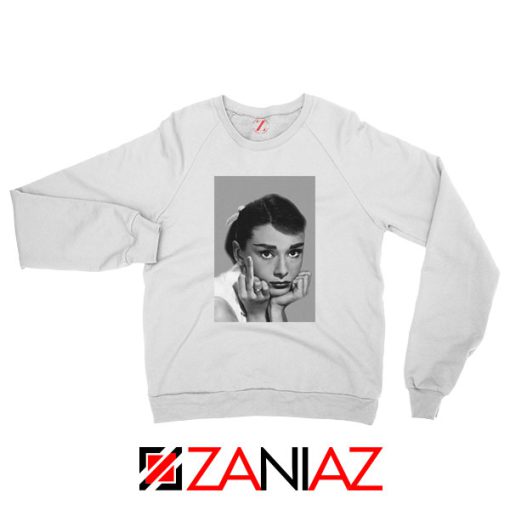 Audrey Hepburn Middle Finger White Sweatshirt