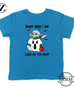 Baby Yoda Boo Kids Blue Tshirt