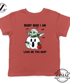 Baby Yoda Boo Kids Red Tshirt