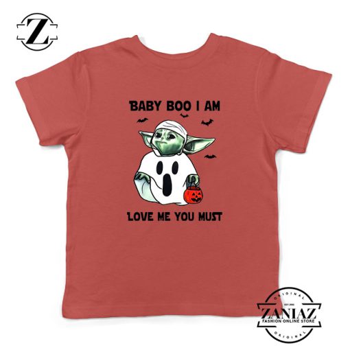 Baby Yoda Boo Kids Red Tshirt