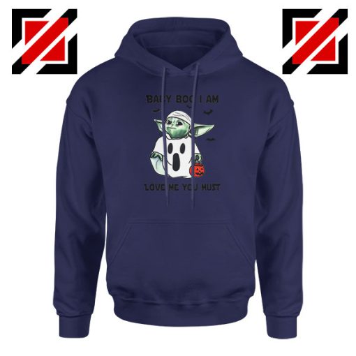 Baby Yoda Boo Navy Blue Hoodie