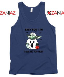 Baby Yoda Boo Navy Blue Tank Top