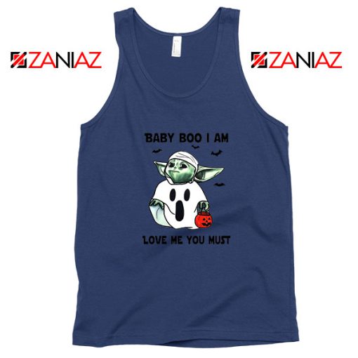 Baby Yoda Boo Navy Blue Tank Top