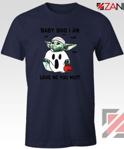 Baby Yoda Boo Navy Blue Tshirt