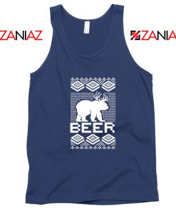 Bear Christmas Navy Blue Tank Top