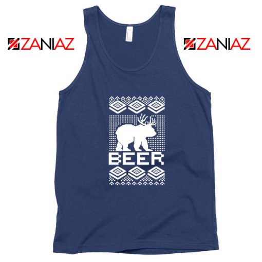 Bear Christmas Navy Blue Tank Top