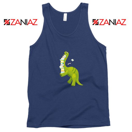 Dinosaur Reading Navy Blue Tank Top