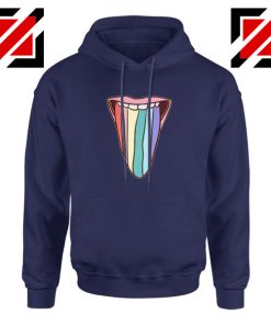 Tongue Rainbow Cute Navy Blue Hoodie