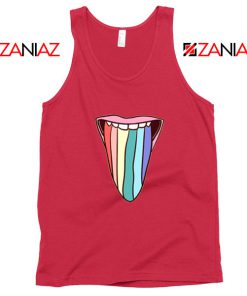 Tongue Rainbow Cute Red Tank Top