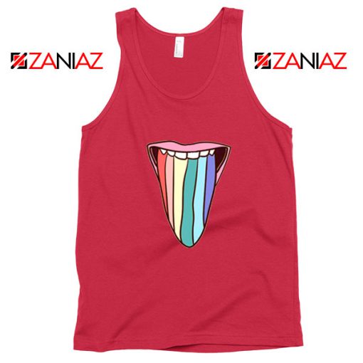 Tongue Rainbow Cute Red Tank Top