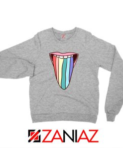 Tongue Rainbow Cute Sport Grey Sweatshirt