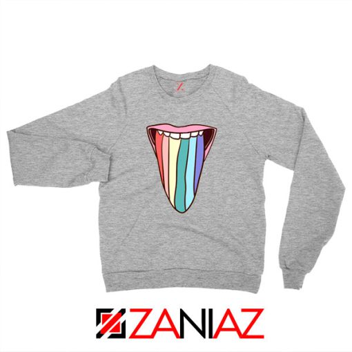 Tongue Rainbow Cute Sport Grey Sweatshirt