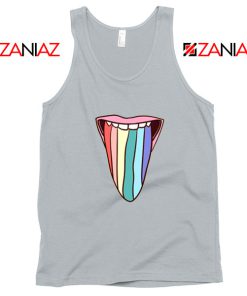 Tongue Rainbow Cute Sport Grey Tank Top