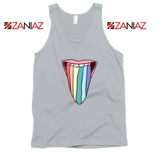 Tongue Rainbow Cute Sport Grey Tank Top