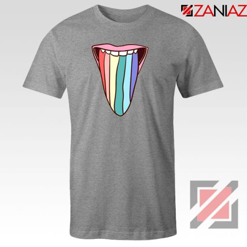 Tongue Rainbow Cute Sport Grey Tshirt