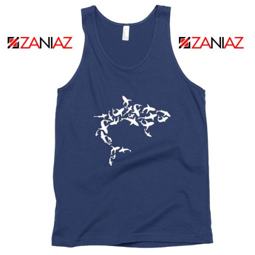 White Shark Lover Navy Blue Tank Top