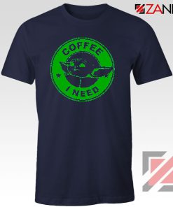 Grogu Need Coffee Navy Blue Tshirt