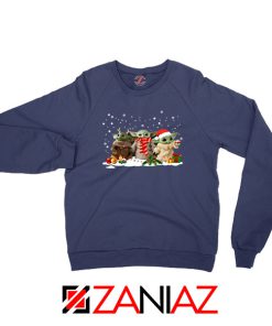 Grogu Snow Christmas Navy Blue Sweatshirt