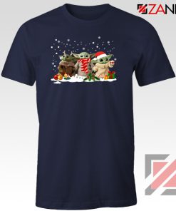 Grogu Snow Christmas Navy Blue Tshirt