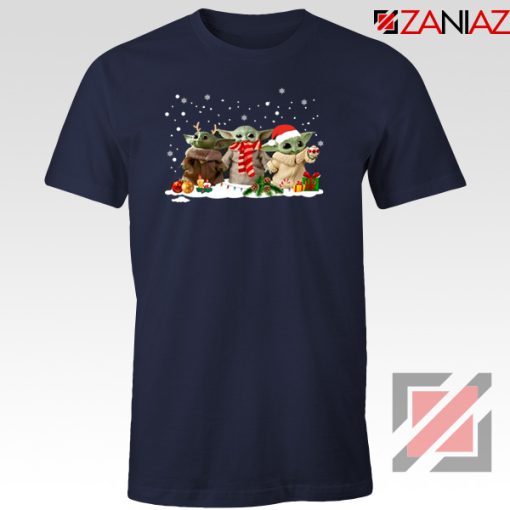 Grogu Snow Christmas Navy Blue Tshirt