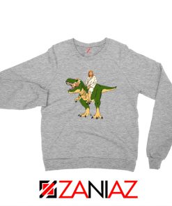 Jesus Riding T Rex Sport Grey Sweatshirt