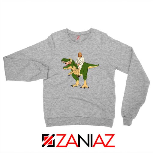 Jesus Riding T Rex Sport Grey Sweatshirt