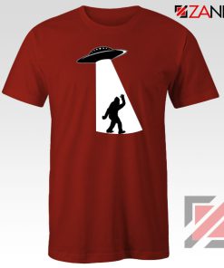 UFO Aliens Bigfoot Red Tshirt