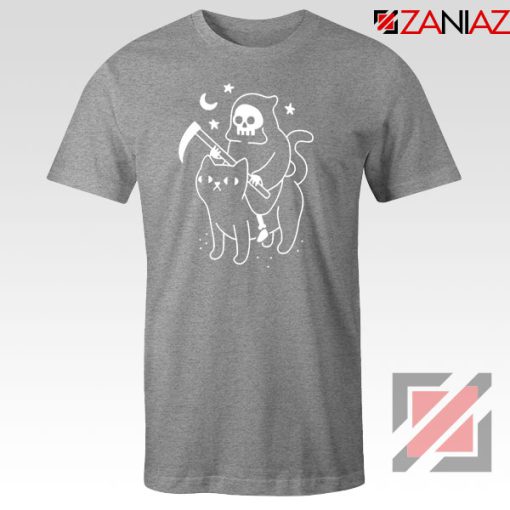 Death Rides Cat Graphic New Sport Grey Tshirt