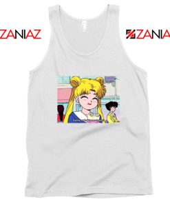 Sailor Moon Eating So Happy Best White Tank Top