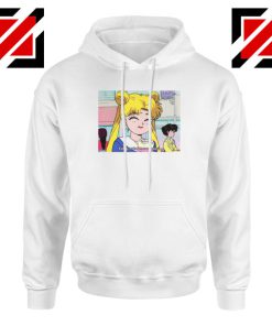 Sailor Moon Eating So Happy Food White Hoodie