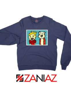 Calvin and Hobbes Cartoon Navy Blue Sweatshirt