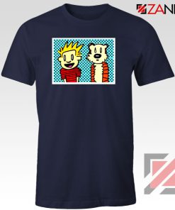 Calvin and Hobbes Cartoon Navy Blue Tshirt