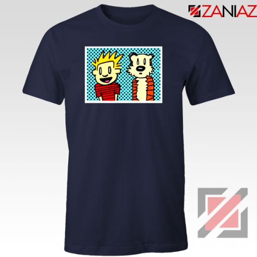 Calvin and Hobbes Cartoon Navy Blue Tshirt