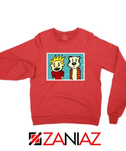 Calvin and Hobbes Cartoon Red Sweatshirt