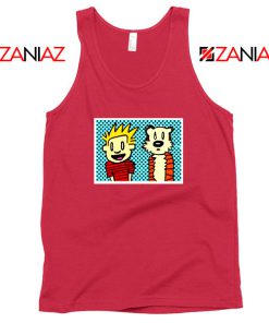 Calvin and Hobbes Cartoon Red Tank Top