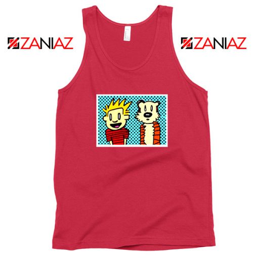 Calvin and Hobbes Cartoon Red Tank Top