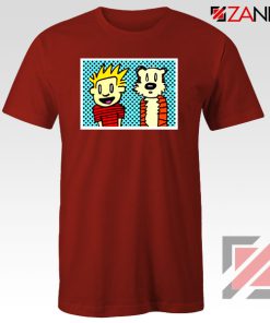 Calvin and Hobbes Cartoon Red Tshirt