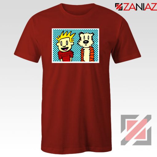 Calvin and Hobbes Cartoon Red Tshirt