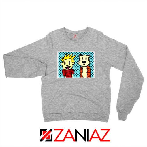 Calvin and Hobbes Cartoon Sport Grey Sweatshirt