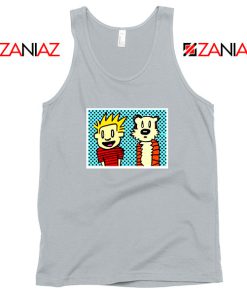 Calvin and Hobbes Cartoon Sport Grey Tank Top