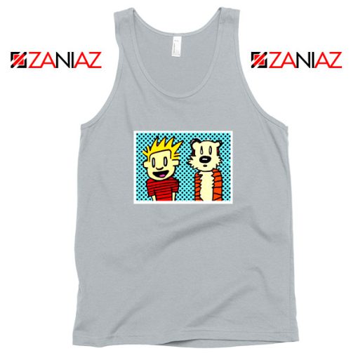 Calvin and Hobbes Cartoon Sport Grey Tank Top